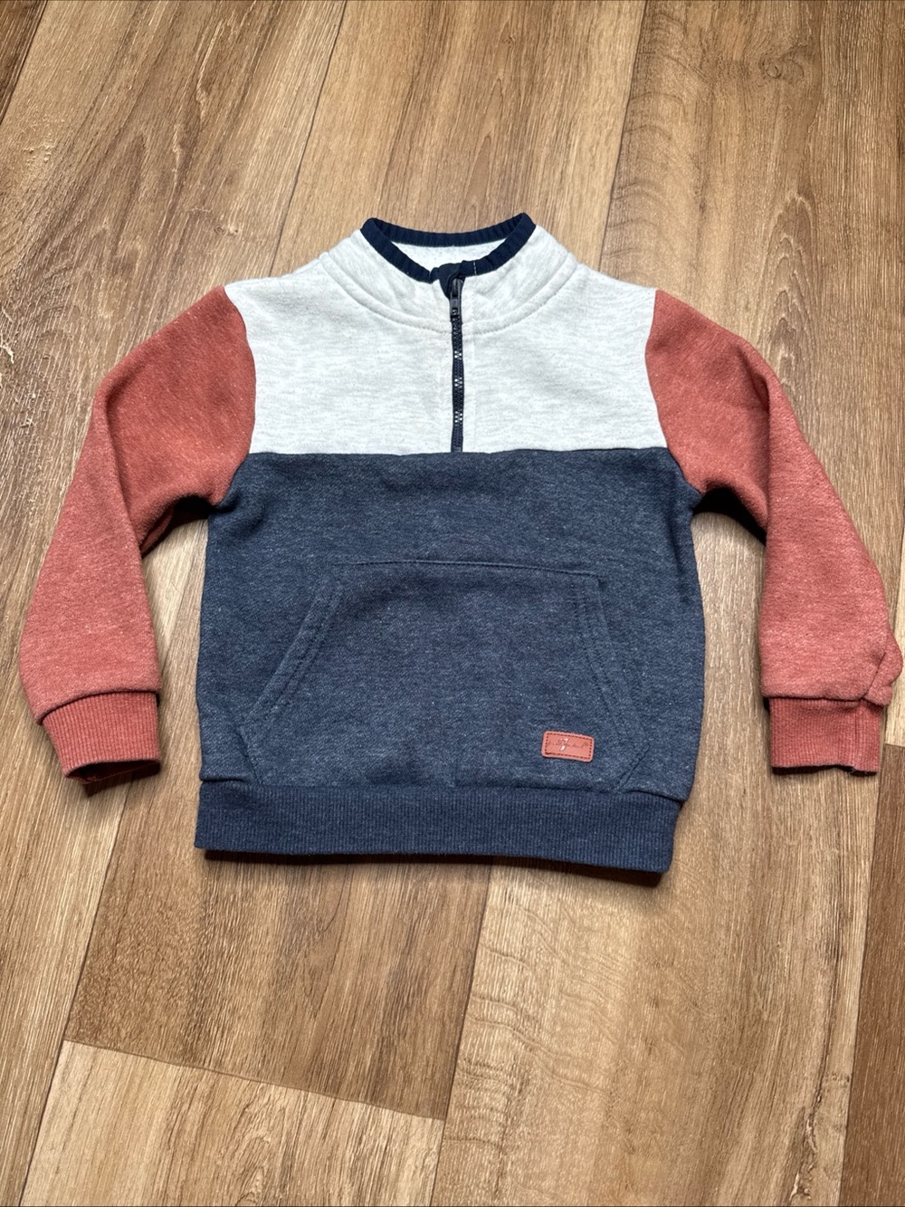 7 For All Mankind Kids 24M Colorblock Quarter Zip Pullover Sweatshirt Navy